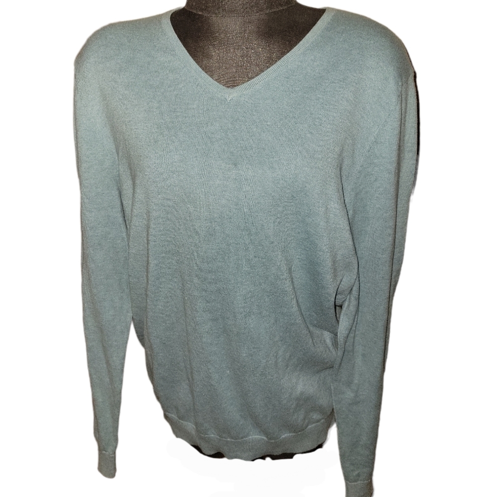 Burton Menswear London Teal Blue Lightweight Fall V Neck Sweater sz M